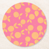 Abstract tangerine roze en geel patroon ronde kartonnen onderzetter (Voorkant)