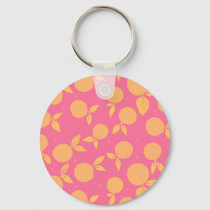 Abstract tangerine roze en geel patroon sleutelhanger