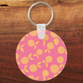 Abstract tangerine roze en geel patroon sleutelhanger (Achterkant)