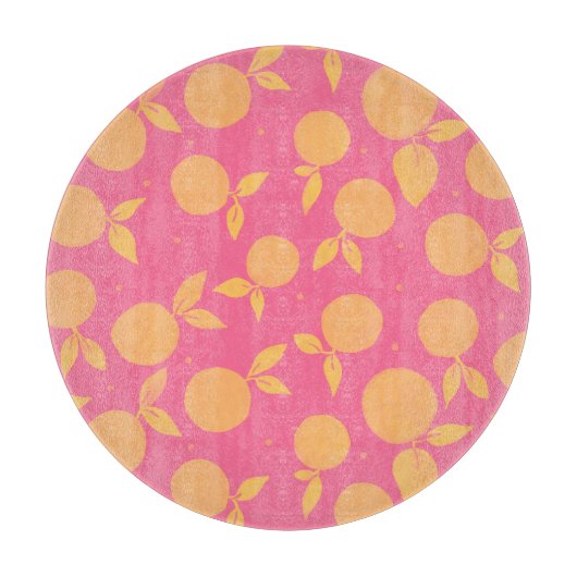 Abstract tangerine roze en geel patroon snijplank (Voorkant)
