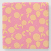 Abstract tangerine roze en geel patroon stenen onderzetter (Voorkant)