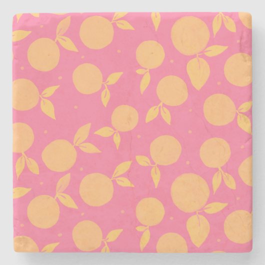 Abstract tangerine roze en geel patroon stenen onderzetter (Voorkant)