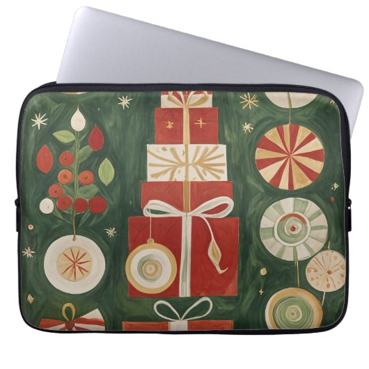 Abstract tapijt van Yuletide Laptop Sleeve (Voorkant)