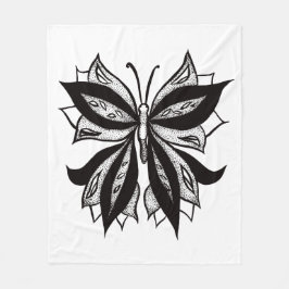Abstract Tattoo vlinder zwart-wit Fleece Deken