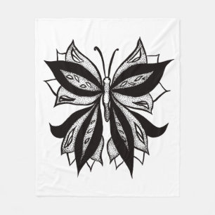 Abstract Tattoo vlinder zwart-wit Fleece Deken