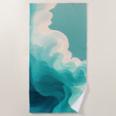 Abstract Teal and White Flowing Waves Strandlaken (Voorkant)