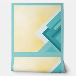 Abstract Teal and yellow art Behang