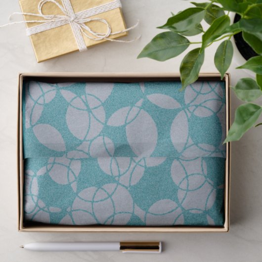 Abstract Teal Circles Pattern Tissuepapier (Geschenk)