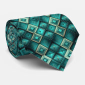 Abstract Teal Elegantie: Stijlvolle Das  (Opgerold)