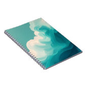 Abstract Teal en Witte Stromende Golven Notitieboek (Rechterzijde)