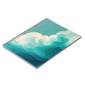 Abstract Teal en Witte Stromende Golven Notitieboek (Linkerzijde)