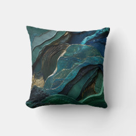 Abstract Teal Groen Goud Marmer Luxe Geologisch Kussen