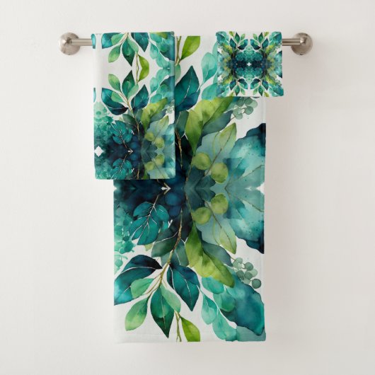 Abstract Teal, Groen, Smaragd, Botanisch Bad Handdoek (Insitu)