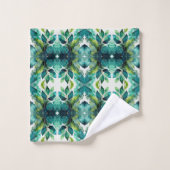 Abstract Teal, Groen, Smaragd, Botanisch Bad Handdoek (Wasdoekje)