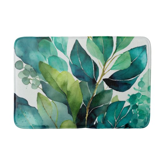 Abstract Teal, Groen, Smaragd, Botanisch Badmat (Voorkant)