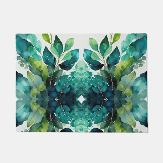 Abstract Teal, Groen, Smaragd, Botanisch Deurmat (Voorkant)