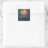 Abstract Teal Indigo Amber Goud Scrollwerk Trouwfe Vierkante Sticker (Tas)