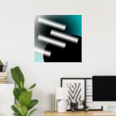Abstract Teal met Lichtstralen AP0005 Poster (Thuiskantoor)