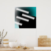 Abstract Teal met Lichtstralen AP0005 Poster (Keuken)