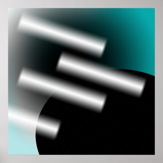 Abstract Teal met Lichtstralen AP0005 Poster (Voorkant)