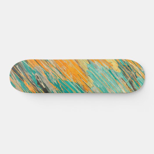 Abstract Teal Orange Textured Skateboard Deck (Horizontaal)