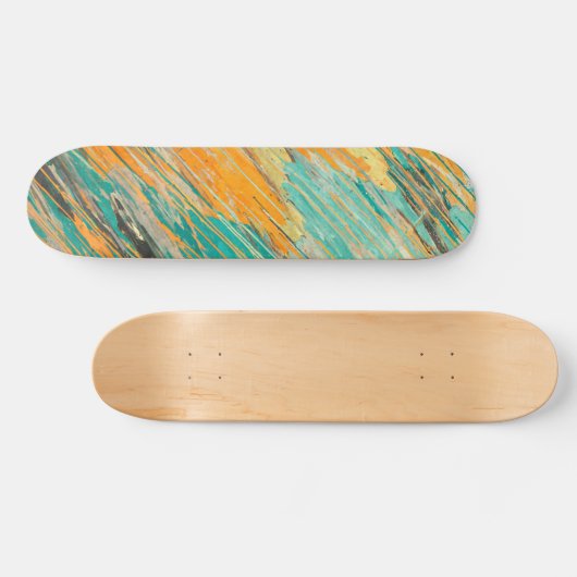 Abstract Teal Orange Textured Skateboard Deck (Horizontaal)
