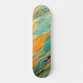 Abstract Teal Orange Textured Skateboard Deck (Voorkant)