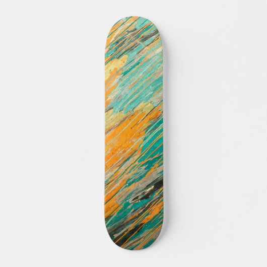 Abstract Teal Orange Textured Skateboard Deck (Voorkant)