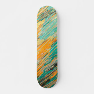 Abstract Teal Oranje Textuur Skateboarddek Persoonlijk Skateboard