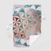 Abstract Teal Roze Gouden Waterverf Rozet Patroon Golfhanddoek (Insitu)