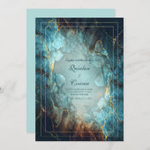 Abstract Teal Turquoise Gilded Geode Wedding Kaart (Voorkant / Achterkant)