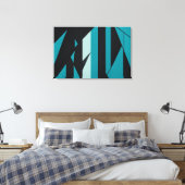 Abstract Teal Turquoise Zwart Design Canvas Afdruk (Insitu (Slaapkamer))