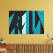 Abstract Teal Turquoise Zwart Design Canvas Afdruk (Insitu (Woonkamer))