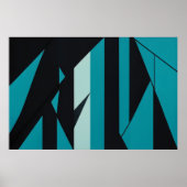 Abstract Teal Turquoise Zwart Design Poster (Voorkant)
