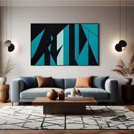 Abstract Teal Turquoise Zwart Design Poster