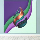 Abstract Teardrop Wave Purple Green Copper Canvas Afdruk (Insitu (Houten vloer))
