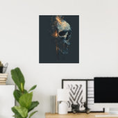 Abstract Tech Noir Circuit Schedel Poster (Thuiskantoor)