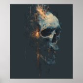 Abstract Tech Noir Circuit Schedel Poster (Voorkant)