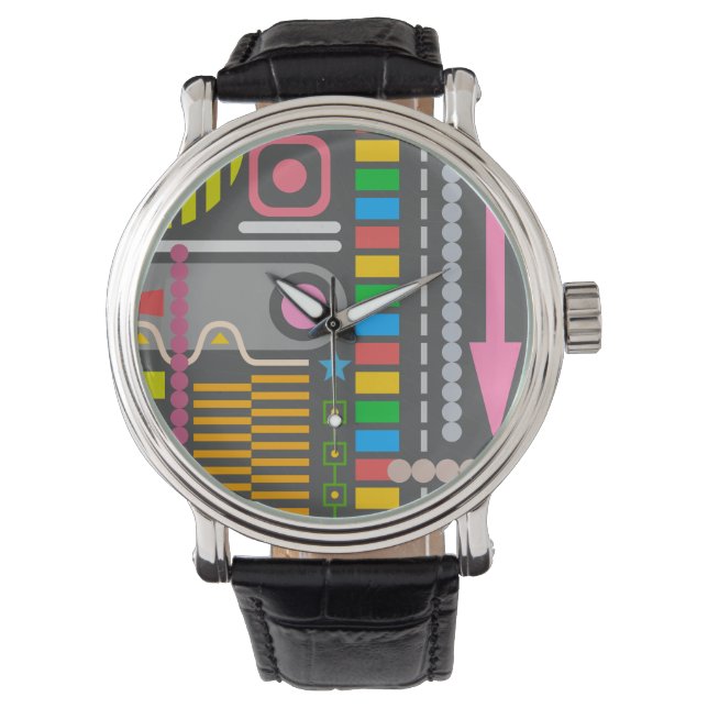 Abstract Technology Control Panel Pattern Horloge (Voorkant)