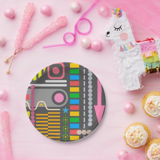 Abstract Technology Control Panel Pattern Papieren Bordje (Feest)