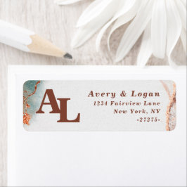 Abstract Terra Cotta Monogram Return-adres Etiket