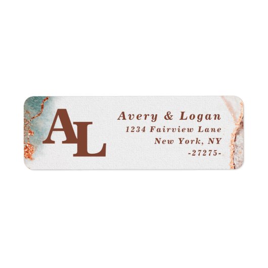 Abstract Terra Cotta Monogram Return-adres Etiket (Voorkant)