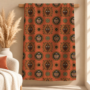 Abstract Terracotta Erfgoed Dekbed Huisdecoratie A Fleece Deken