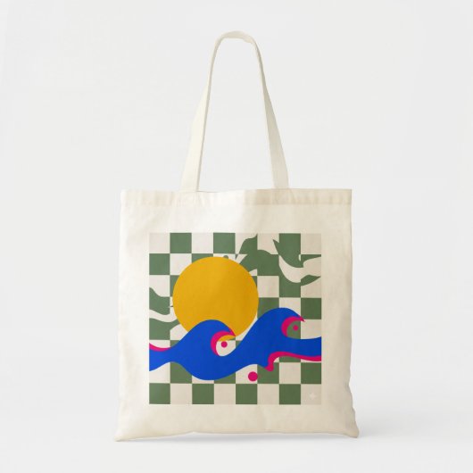 Abstract Terracotta Geometric Shapes Grid Poster Tote Bag (Voorkant)