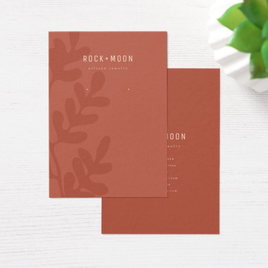 Abstract Terracotta Leaves Earring Display Card Visitekaartje (Bureau)