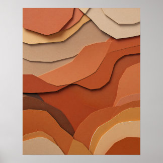 Abstract Terracotta Papercut Tectonische Platen Poster