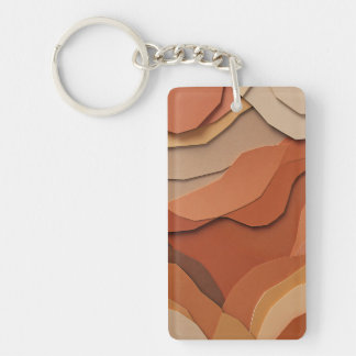 Abstract Terracotta Papercut Tectonische Platen Sleutelhanger