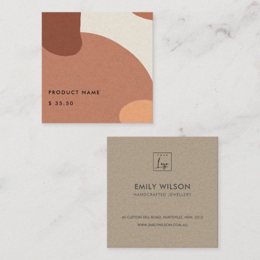 ABSTRACT TERRACOTTA RED KRAFT SCANDI PRIJS LABEL (Voorkant / Achterkant)