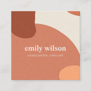 ABSTRACT TERRACOTTA RED ORANJE KRAFT SCANDI VIERKANTE VISITEKAARTJE