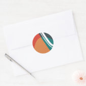 Abstract terracotta rood en blauw artwork ronde sticker (Envelop)